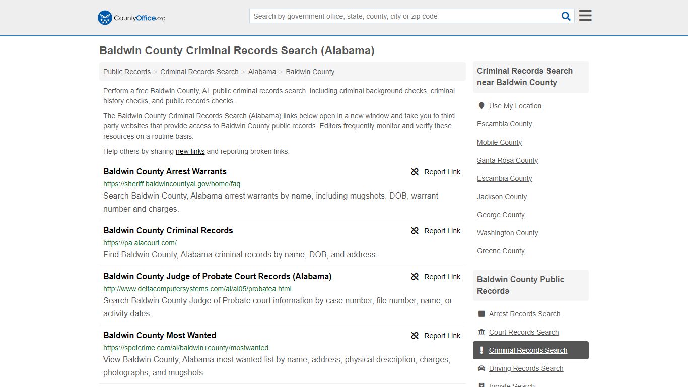 Baldwin County Criminal Records Search (Alabama) - County Office